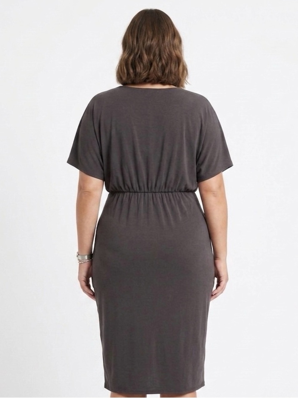 Rabbit Rabbit Rabbit Charcoal Ruched Midi Dress - Picture 2 of 6